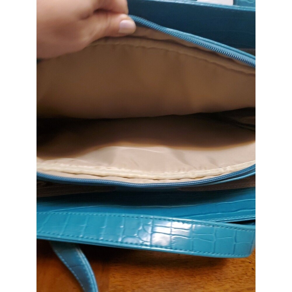 Buxton Turquoise Genuine Leather Reno Laptop Business Woman Travel Tote Large - Picture 3 of 12